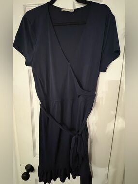 Dex Navy Wrap Dress with Tie Waist - XL